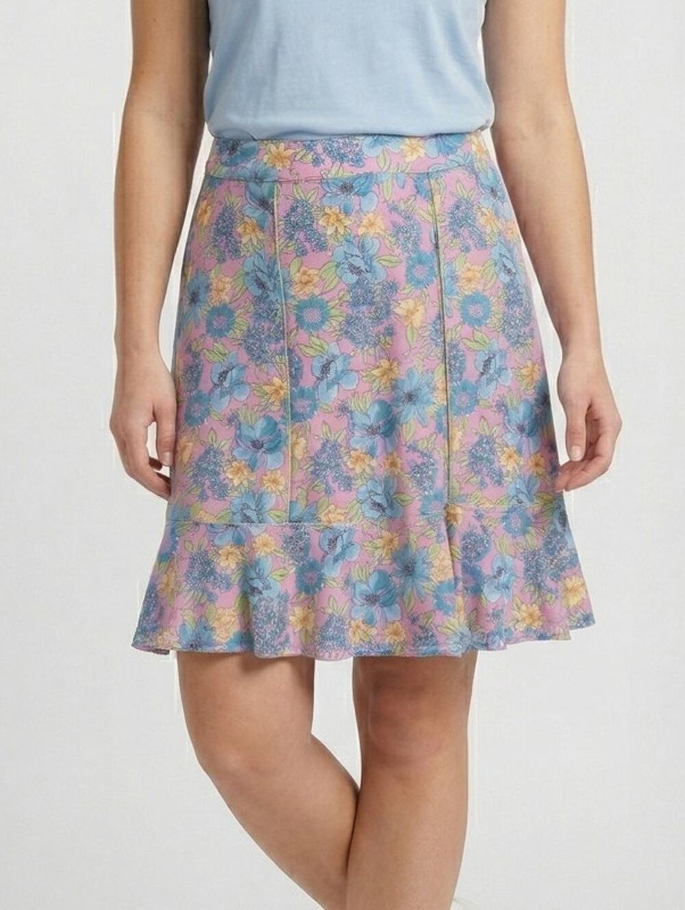 Sag Harbor Womens Size 14 Side Zipper Polyester Floral A Line Skirt